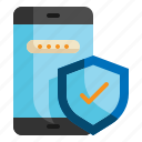 mobile, password, shield, guard, protection icon, device