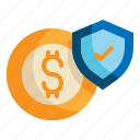 money, security, shield, protection icon, cash, currency