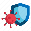 virus, shield, guard, protection icon, bacteria