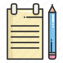 document, notes, paper, pencil, place