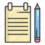 document, notes, paper, pencil, place 