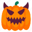 demon, pumpkin, halloween, sticker, vegetable, food, face, expression, spooky, illustration, scary, horror 