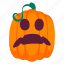 frightened, pumpkin, halloween, sticker, vegetable, food, face, expression, spooky, illustration, scary 