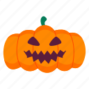 scary, pumpkin, halloween, sticker, vegetable, food, face, expression, spooky, illustration