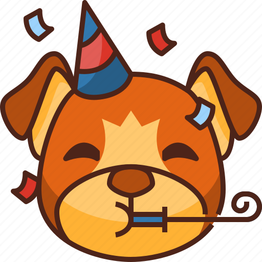 Party, emoji, emoticon, dog, pet, cute, puppy icon - Download on Iconfinder