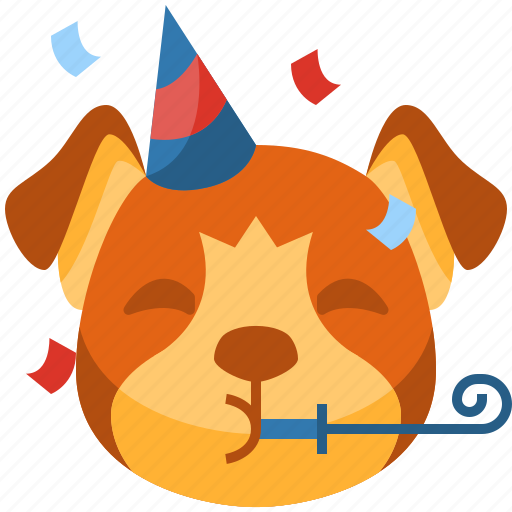 Party, emoji, emoticon, dog, pet, cute, puppy icon - Download on Iconfinder