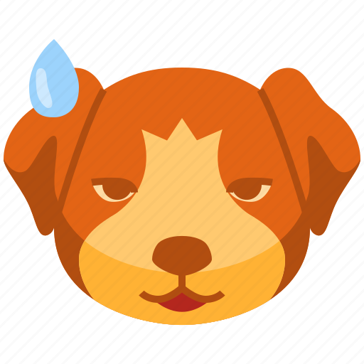 Downcast face, emoji, emoticon, dog, pet, cute, puppy icon - Download on Iconfinder