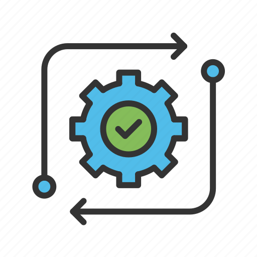 Automated, assembly, industrial, quality control, articulated, verified, process icon - Download on Iconfinder