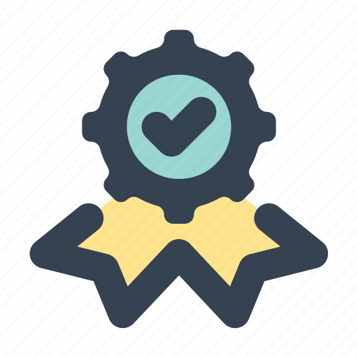 Gear, cog, ribbon, check mark, medal, award, badge icon - Download on Iconfinder