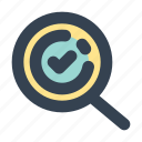 magnifying glass, magnifier, search, find, zoom, optimization, check mark, approve