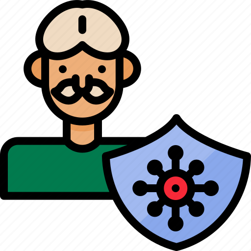 Coronavirus, covid, old, old people, protection, quarantine, shield icon - Download on Iconfinder