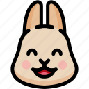 emoji, emotion, expression, face, feeling, laughing, rabbit