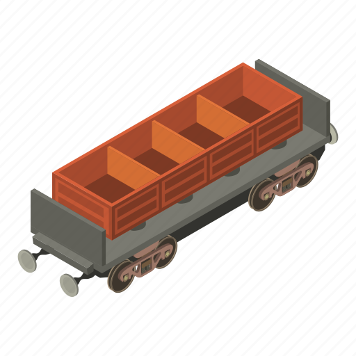 Coal, isometric, object, train, transport, transportation, wagon icon - Download on Iconfinder