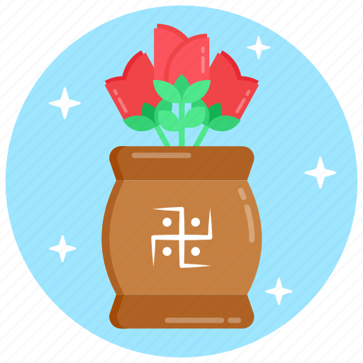 Kalasha puja, swastika plant, puja plant, roses plant, kalash pot icon - Download on Iconfinder