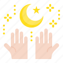 crescent, hand, moon, muslim, ramadan