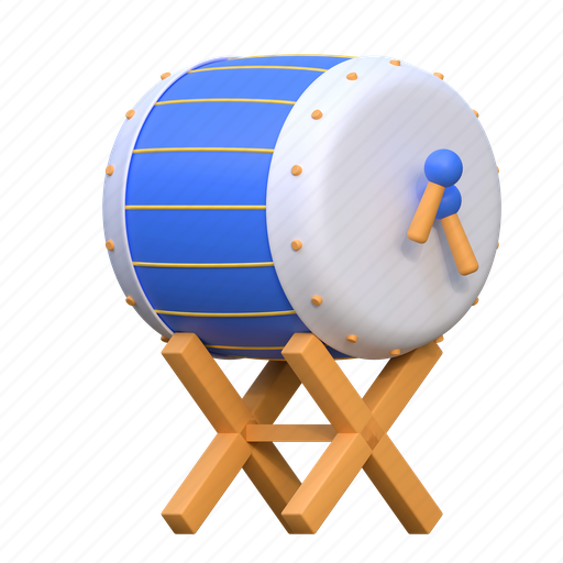Traditional, drum, percussion, ramadan, illustration, 3d cartoon, isolated 3D illustration - Download on Iconfinder