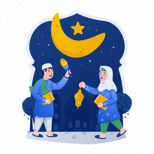 Kids, children, muslim, islamic, festival, celebration, ramadan illustration - Download on Iconfinder