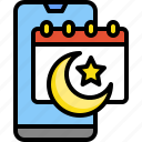 calendar, crescent, islam, ramadan, smartphone, star