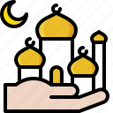 crescent, hand, islam, mosque, ramadan