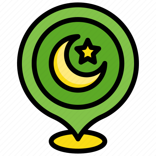 Crescent, islam, location, pin, ramadan, star icon - Download on Iconfinder