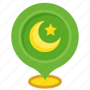 crescent, islam, location, pin, ramadan, star