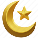 crescent, moon, star, gold, golden, medal, ramadan, muslim, decoration