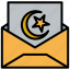 mail, crescent moon, ramadan, message 