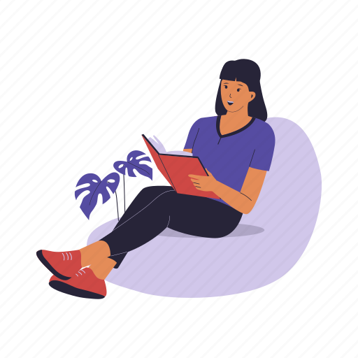 Person, people, read, reading, book, pose, character illustration - Download on Iconfinder