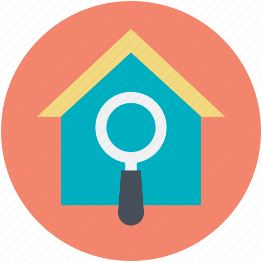 Gps, house search, magnifying glass, real estate, rental concept icon - Download on Iconfinder