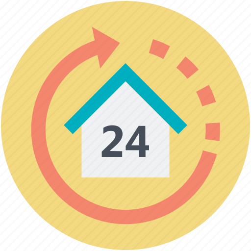 House, house number, property services, reload arrow, twenty four sign icon - Download on Iconfinder