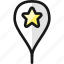 pin, star 