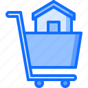 architecture, cart, estate, house, purchase, real, shopping 