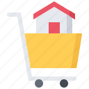 architecture, cart, estate, house, purchase, real, shopping