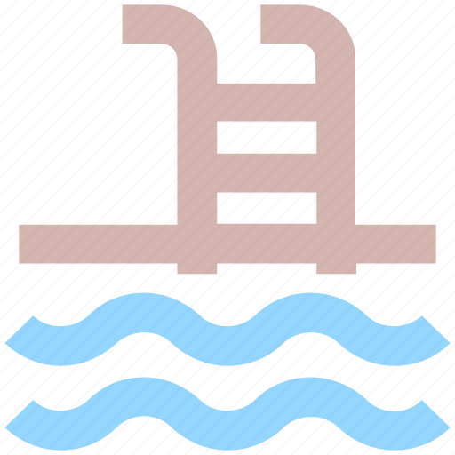Ladder, pool, sea, swim, swimming, water, waves icon - Download on Iconfinder