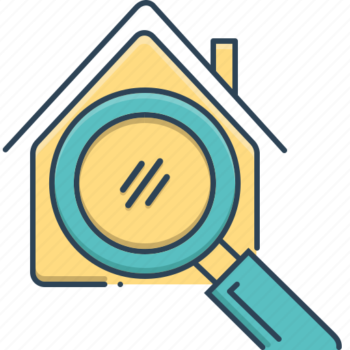 Belongings, estate, home, real, real estate search, search icon - Download on Iconfinder
