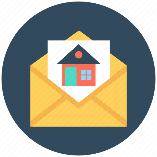 Communication, home in envelope, mail, online real estate icon - Download on Iconfinder