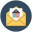 communication, home in envelope, mail, online real estate 