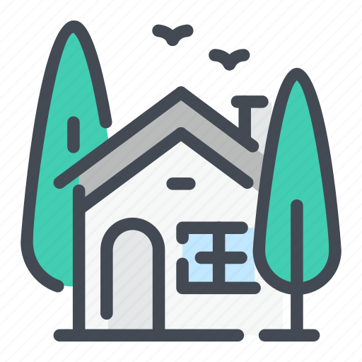 Building, estate, home, house, real, residential, tree icon - Download on Iconfinder
