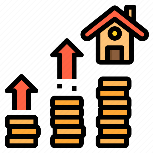 Building, growth, house, loan, property, real estate, up icon - Download on Iconfinder