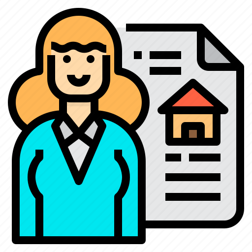 Agent, building, house, property, real estate, seller, woman icon - Download on Iconfinder