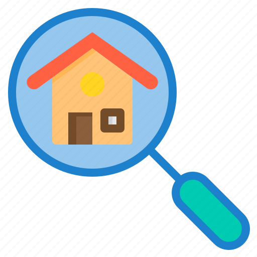 Building, house, property, real estate, search icon - Download on Iconfinder