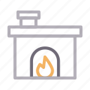 building, chimney, fireplace, flame, house