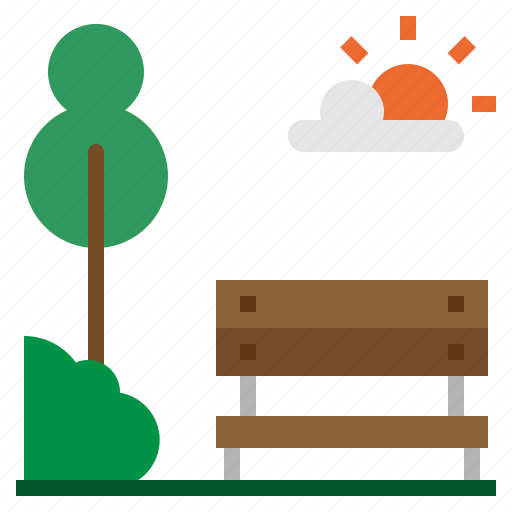 Bench, garden, landscape, park, tree icon - Download on Iconfinder