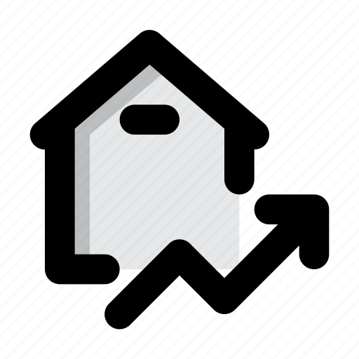 Property, home, house, arrow, statistics, real estate, price up icon - Download on Iconfinder