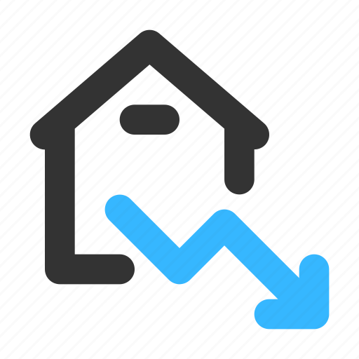 Property, house, arrow, statistics, price, down, real estate icon - Download on Iconfinder