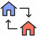 house change, exchange, apartments, arrows