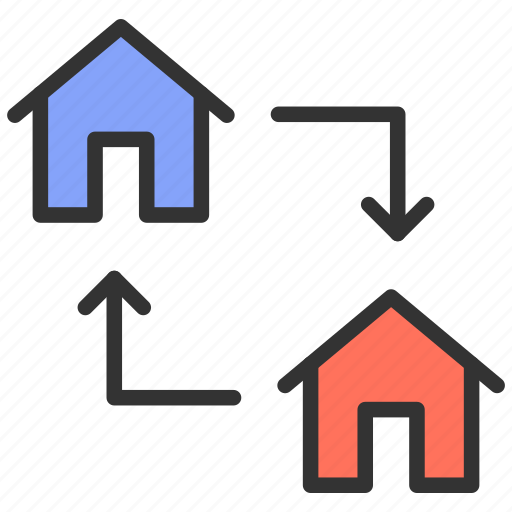 House change, exchange, apartments, arrows icon - Download on Iconfinder