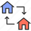 house change, exchange, apartments, arrows 