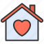 home and care, heart, house, shelter 