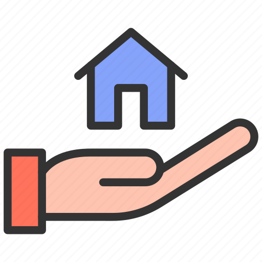 Home insurance, hand, property, house icon - Download on Iconfinder